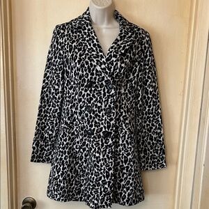 Forever 21 Black Gray and White Animal Print Trench Coat size S